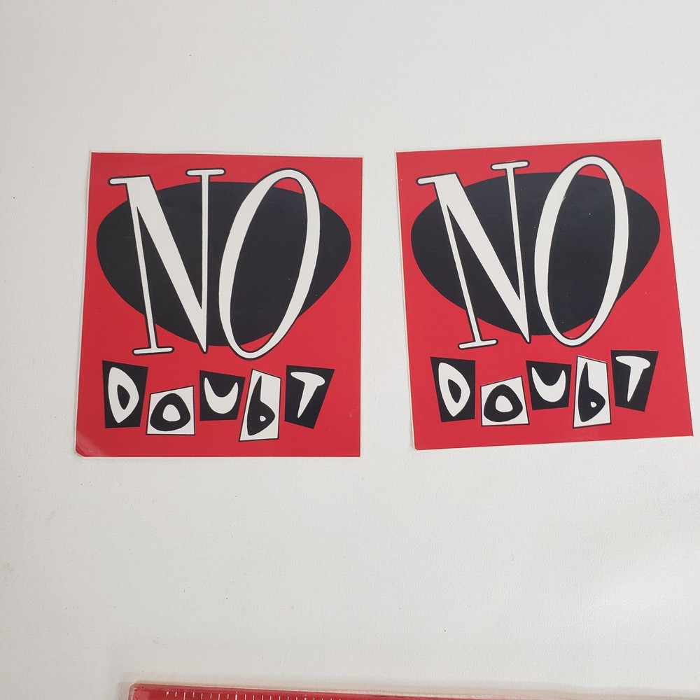 Lot of 2 Vtg No Doubt Stickers 4 1/2 x4 1/2 Fan Club Red Square Gwen Stefani