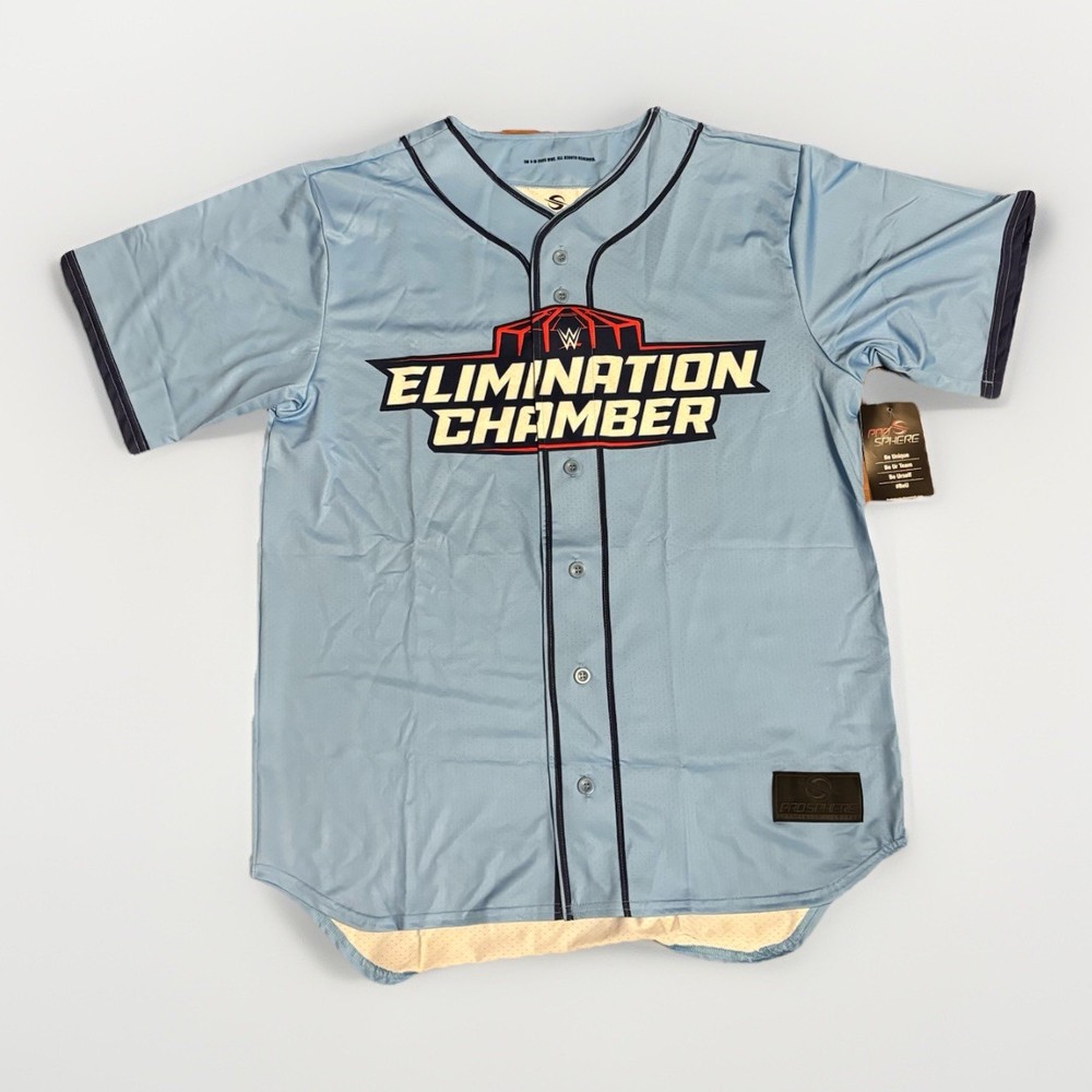 WWE Elimination Chamber Blue Jersey Toronto 25 ProSphere Mens Large NWT