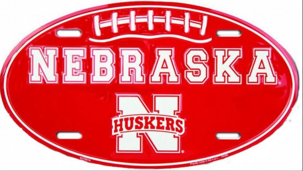 University of Nebraska Oval Football License Plate 12” x 6”