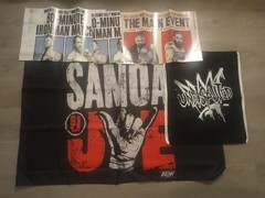 AEW Miscellaneous Lot Somoa Joe Flag Undisputed Draw Bag And Posters