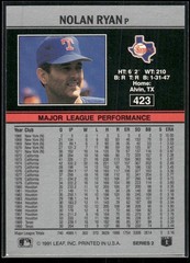 1991 Leaf #423 Nolan Ryan Texas Rangers