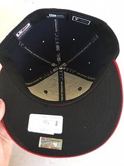 ATLANTA BRAVES MLB NEW ERA 5950 NAVY WHITE « A » RED BRIM BLACK UNDER FITTED HAT