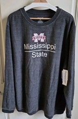 NWT Boxercraft Mississippi State Black Heather (Dark Gray) Corduroy Crew Sz 2XL