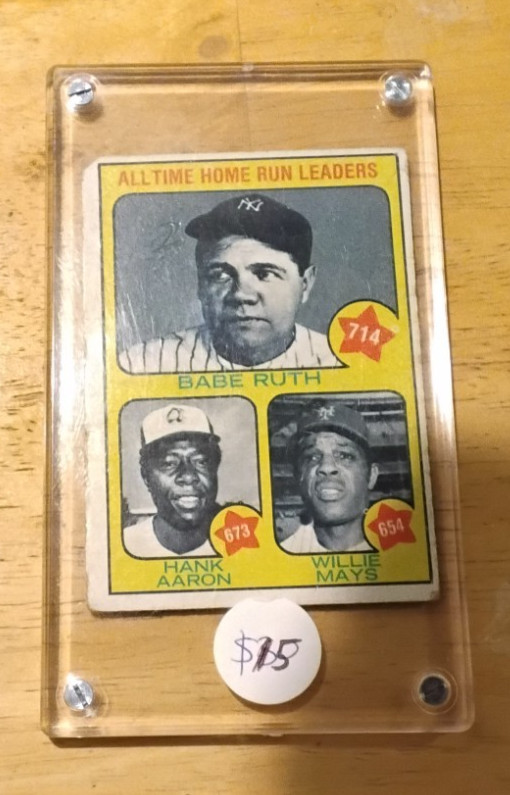 1973 Topps – All-Time Leaders Babe Ruth, Willie Mays, Hank Aaron #1 in plastic