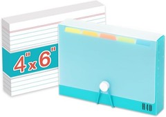 4×6 Index Card Case with 100 Heavyweight Ruled Cards Teal Plastic Organizer