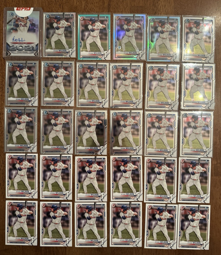 Ethan Wilson – 2021 Bowman Draft Lot – Autograph C21-EW, Refractors BDC-140 ++++