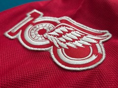 BOB PROBERT **SMALL*, RED WINGS + 100 YEAR ANNIV. PATCH, NEW, SEWN!
