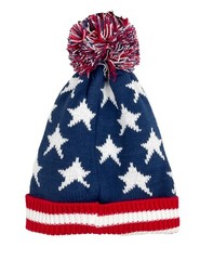 USA Winter Hat, American Flag Beanie With Pom Pom