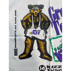 Vintage Utah Jazz Bear Growl Towel NBA Basketball KJZZ TV 14 UPN Promotional