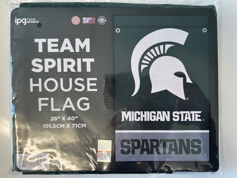 WOW! Michigan State Spartans House Flag 28&Prime; x 40&Prime; IPG Team Sports FAST FREE SHIP