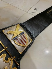 Awa Lawler heavyweight championship belt,4mm Zinc ,Dual plated, Leather strap