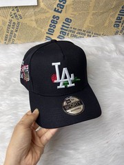 LA Dodgers Black 9FORTY Adjustable Baseball Cap Rose Embroidered Hat Unisex
