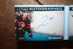 2022-23 UD THE CUP JAKE SANDERSON ROOKIE LOGO AUTO PATCH HOCKEY CARD 3/3