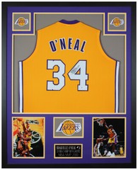 Shaquille O&rsquo;Neal Autographed & Framed Yellow Lakers Jersey Auto Beckett COA