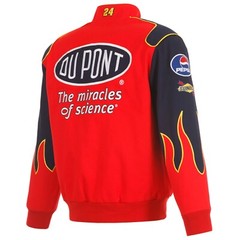 2024 Authentic Nascar Jeff Gordon Flame Dupont Cotton Jacket JH Design Red Navy