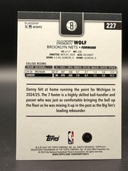 Danny Wolf 2025-26 Topps #227 SN,RC Purple Holo Foil Brooklyn Nets Rookie