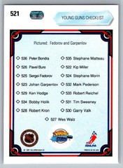 1990-91 Upper Deck #521 Young Guns Sergei Fedorov Johan Garpenlov