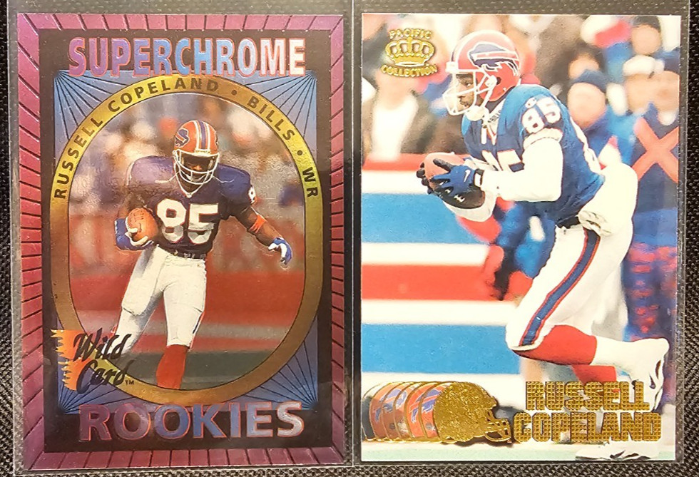 Russell Copeland Buffalo Bills lot of 2 Cards with 1993 Wild Card Rookie