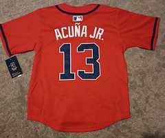Youth Small Ronald Acuna Jr Classic Red Jersey Stitched Atlanta Braves NWT!!
