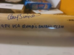 Cory Snyder autograph bat W/ Inscription 1984 Olympic Baseball Team USA Tristar