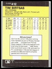 1986 Fleer #412 Tim Birtsas Oakland Athletics Rookie