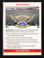 1993 Donruss #LL-14 Juan Gonzalez Long Ball Leaders