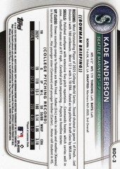 2025 Bowman Chrome #BDC3 Kade Anderson 1st Mojo Refractor Seattle Mariners