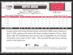 2026 Topps Chrome #135 Hunter Greene Red White and Blue Refractors
