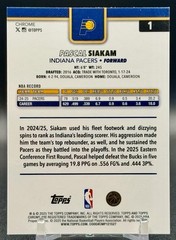 2025-26 Topps Chrome – Pascal Siakam #1 Indiana Pacers Aqua Refractor /199
