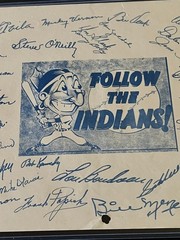 1949 Sportograph- Cleveland Indians- facs. auto sheet- vintage- Satchel Paige ++