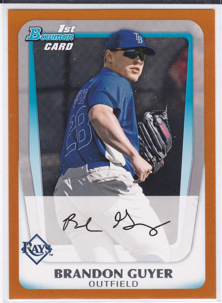 Brandon Guyer Tampa Bay Rays 2011 Bowman Baseball Prospects Orange Border Card