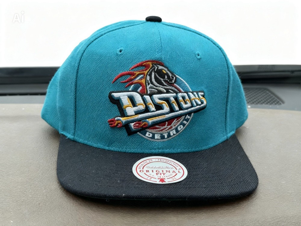 NEW Detroit Pistons Mitchell & Ness NBA Snapback Hat Horse Hardwood Classics HWC
