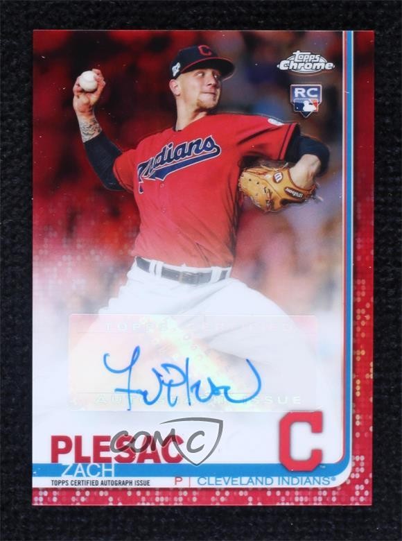 2019 Topps Chrome Update Target Red Refractor 4/5 Zach Plesac Rookie Auto RC 8at
