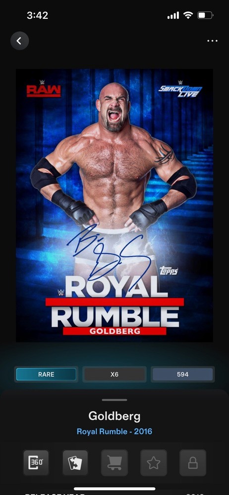Topps Slam WWE *Digital* 2016 Royal Rumble Blue Signature – Goldberg 594cc