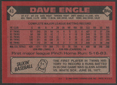 1986 Topps Baseball #43 – Dave Engle – Minnesota Twins 86-1842