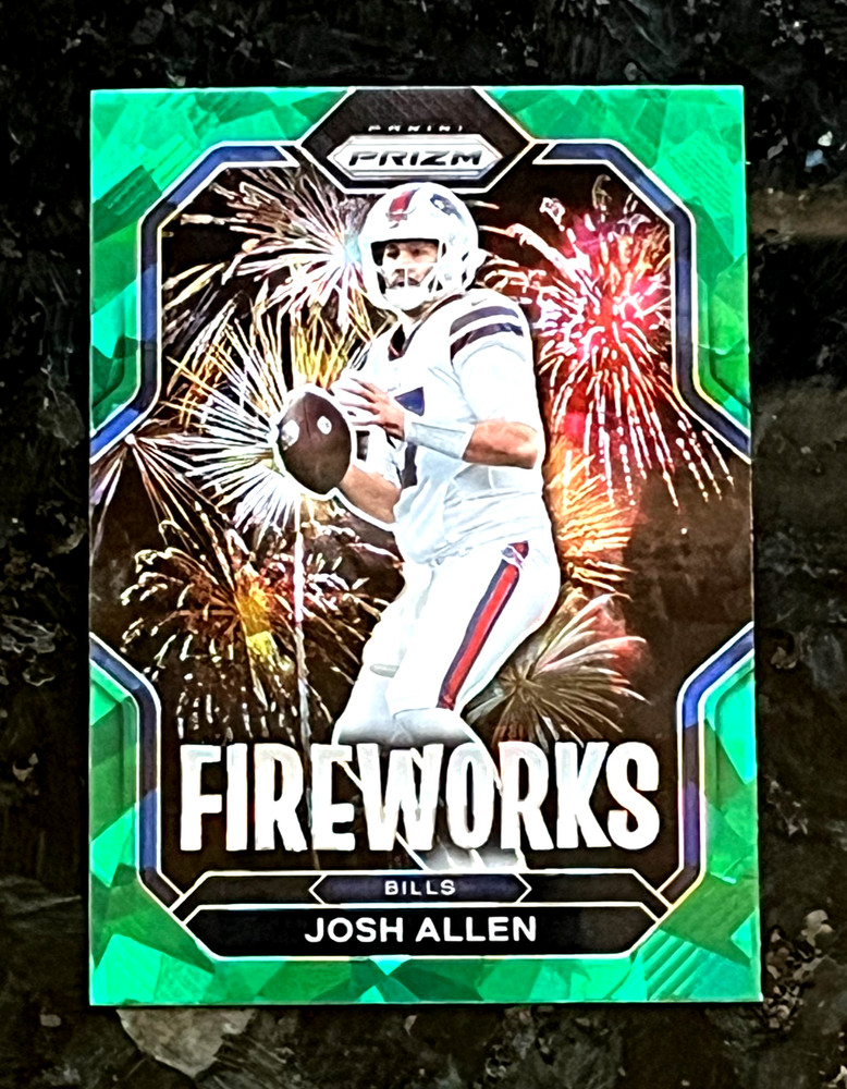 Josh Allen 2022 Panini Prizm FIREWORKS Green Cracked Ice Buffalo Bills #F-8