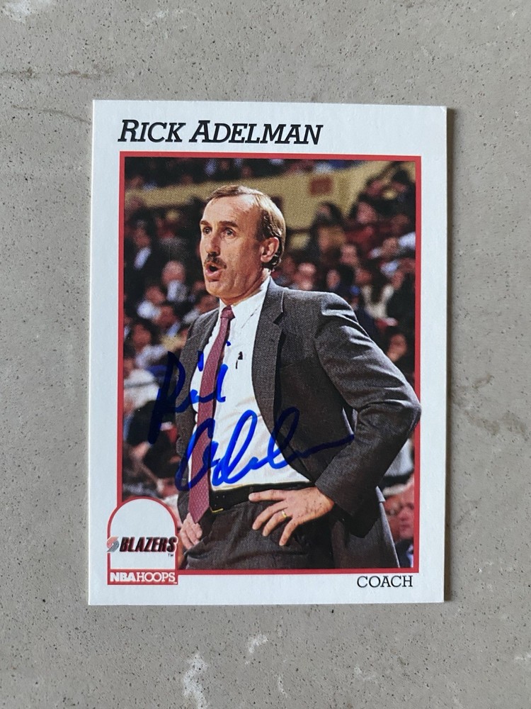 1991-92 Hoops Rick Adelman Signed Auto #242 Portland Trail Blazers Deceased HOF