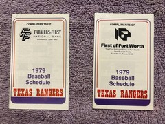 POCKET SCHEDULES MLB PAIR OF 2 1979 TEXAS RANGERS FARMERS-FIRST/FIRST OF FTWORTH