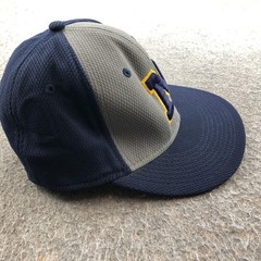 M Logo Hat Cap Fitted Mens One Size Blue Gray Mesh Baseball Team Sports