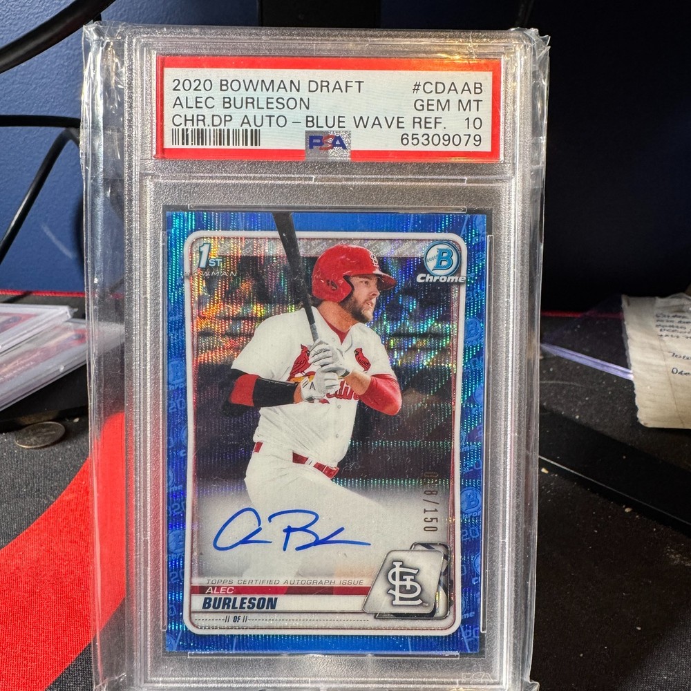 Alec Burleson 2020 Bowman Chrome Draft 1st Blue Wave Refractor Auto /150 PSA 10