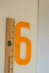 #6 Yellow Team Issued San Diego Padres Uniform Number 8 X 4 Inches