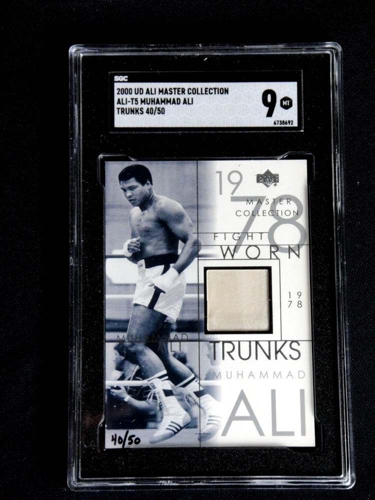 MUHAMMAD ALI 2000 UPPER DECK FIGHT USED WORN TRUNKS MASTER COLLECTION /50 SGC 9