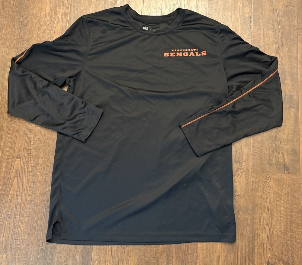 Nike Cincinnati Bengals Long Sleeve Shirt Dri Fit Black Orange NFL Mens Large