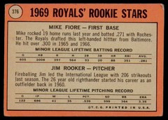 1969 Topps #376 Royals 1969 Rookie Stars (Mike Fiore / Jim Rooker)