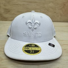 NEW New Orleans Saints New Era 59Fifty Fitted Cap Hat LOW PROFILE White 7 3/8