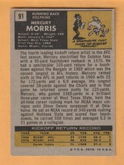 Mercury Morris Miami Dolphins 1971 Topps #91 RC Rookie West Texas State