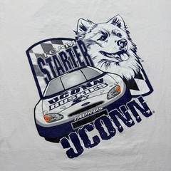 Vintage 90s UConn Huskies NCAA Team Starter Car Racing #98 Ford Taurus Shirt XL