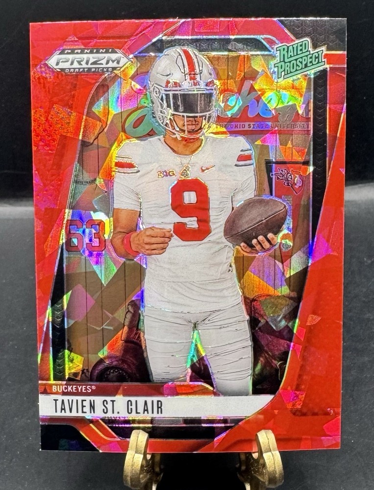 Tavien St. Clair 2025 Panini Prizm Draft Picks #162 Red Ice Prizm Rated Prospect