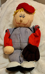 Vintage 1970s/1980s Handmade Cloth Baseball Player Rag Doll