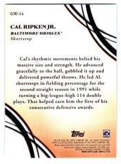 2026 Topps #GW-14 Cal Ripken Jr. Glove Work